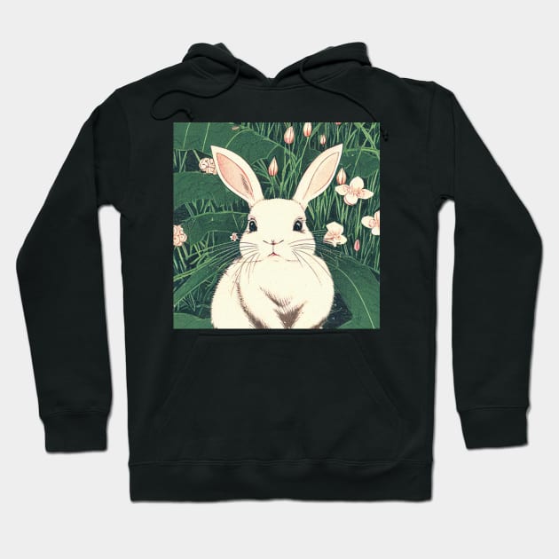 White American Sable Rabbit Cutie Pie Floral Bunny Mom Hoodie by wigobun